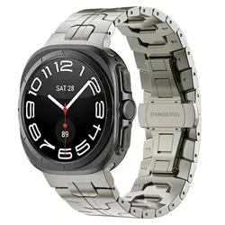 Luxury Stainless Steel Butterfly Buckle Watch Strap - Metal Armor Design - Ultra47MM (Titanium)