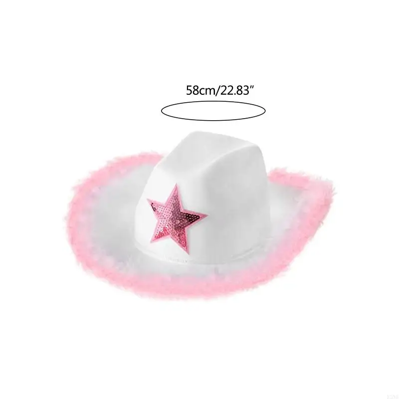 K3NF Pink Cowgirl Hat Star Women Bachelorette Party Cowboy Hats Party Props Cowboy Cosplay Birthday Hats
