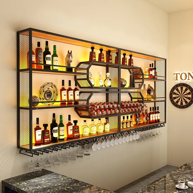 Storage Display Wine Cabinets Inverted Retail Small Restaurant Commercial Wine Rack Mobile Buffet Mueble Para Vino Furnitures