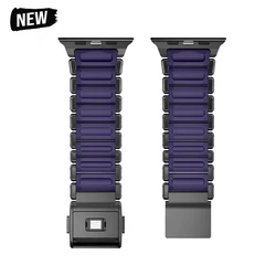 Men's Luxury Stainless Steel Watch Band - Premium Metal Bracelet - 44mm series 6 5 4SE (Balck purple)