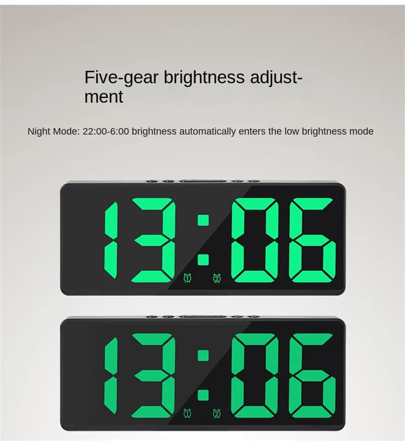 New Multi-functional LED Digital Alarm Clock Acoustic Control Student Alarm Clock Temperature and Date Display Alarm Clock