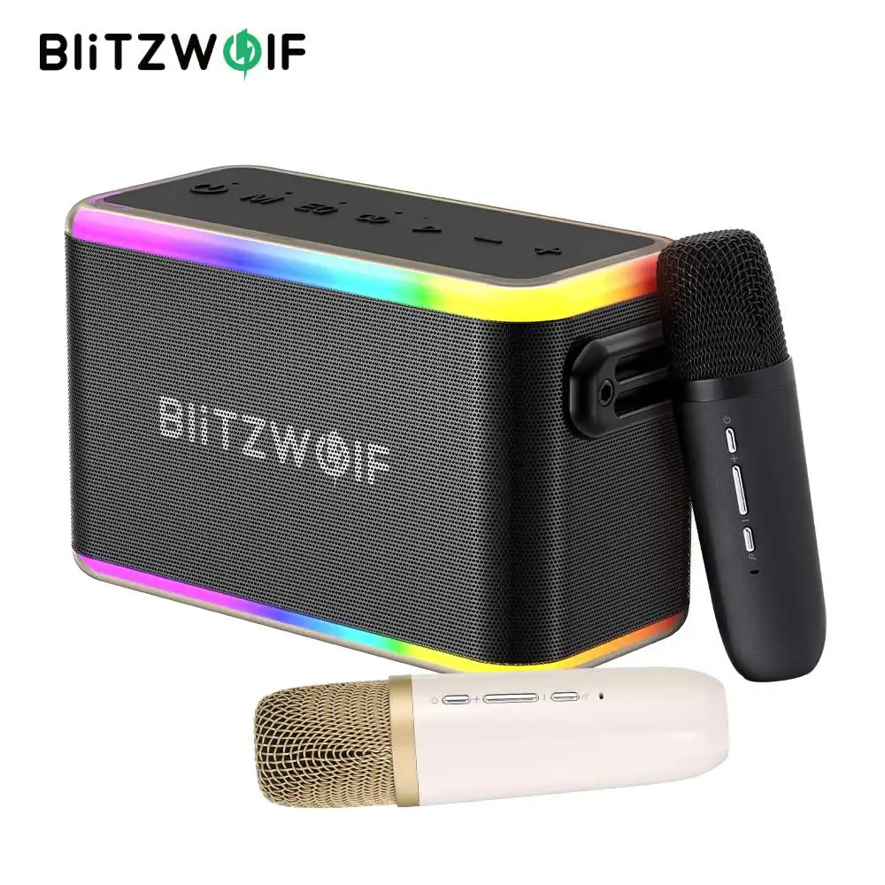 

BlitzWolf BW-WA6 80W bluetooth Speaker Wireless Karaoke Speaker Double Drivers Bass RGB Light EQ Effect 6000mAh TF Card U Disk