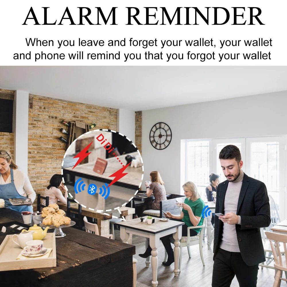 Smart anti-lost wallets Bluetooth Tracker genuine leather men wallet coin pocket chain zipper wallet card holder 2