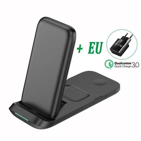 Fast Qi Wireless Charger Stand For iPhone 13 12 11 XS XR X 8 3 in 1 Charging Dock Station for Apple Watch 7 6 SE Airpods Pro