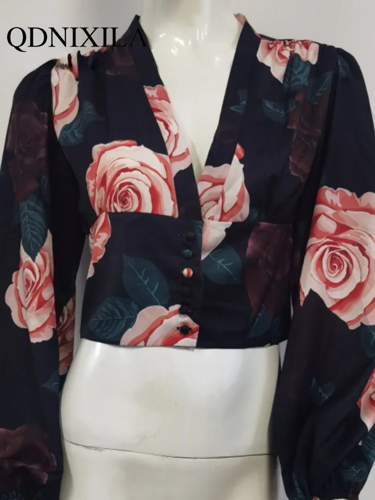 Spring and Summer Women\'s Shirt Temperament Commuter Cardigan Waist V-Neck Long Sleeve Lantern Sleeve Shirt Blouse  Women Tops