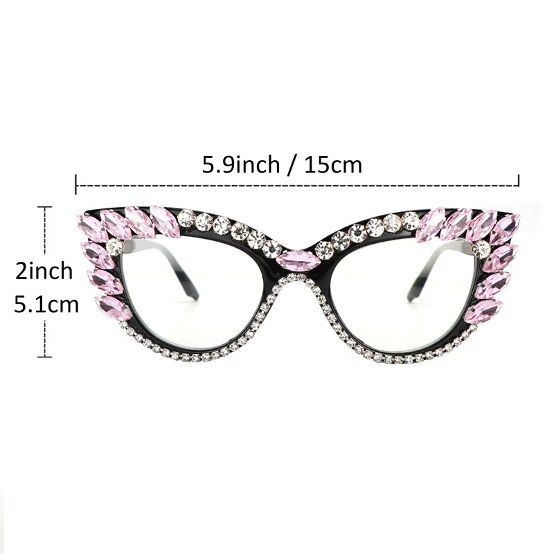 Cat Eye Reading Glasses Women Anti Blue Ray Pink White Rhinestone Trim Presbyopia Glasses Female Diopter From +100 To +400 2