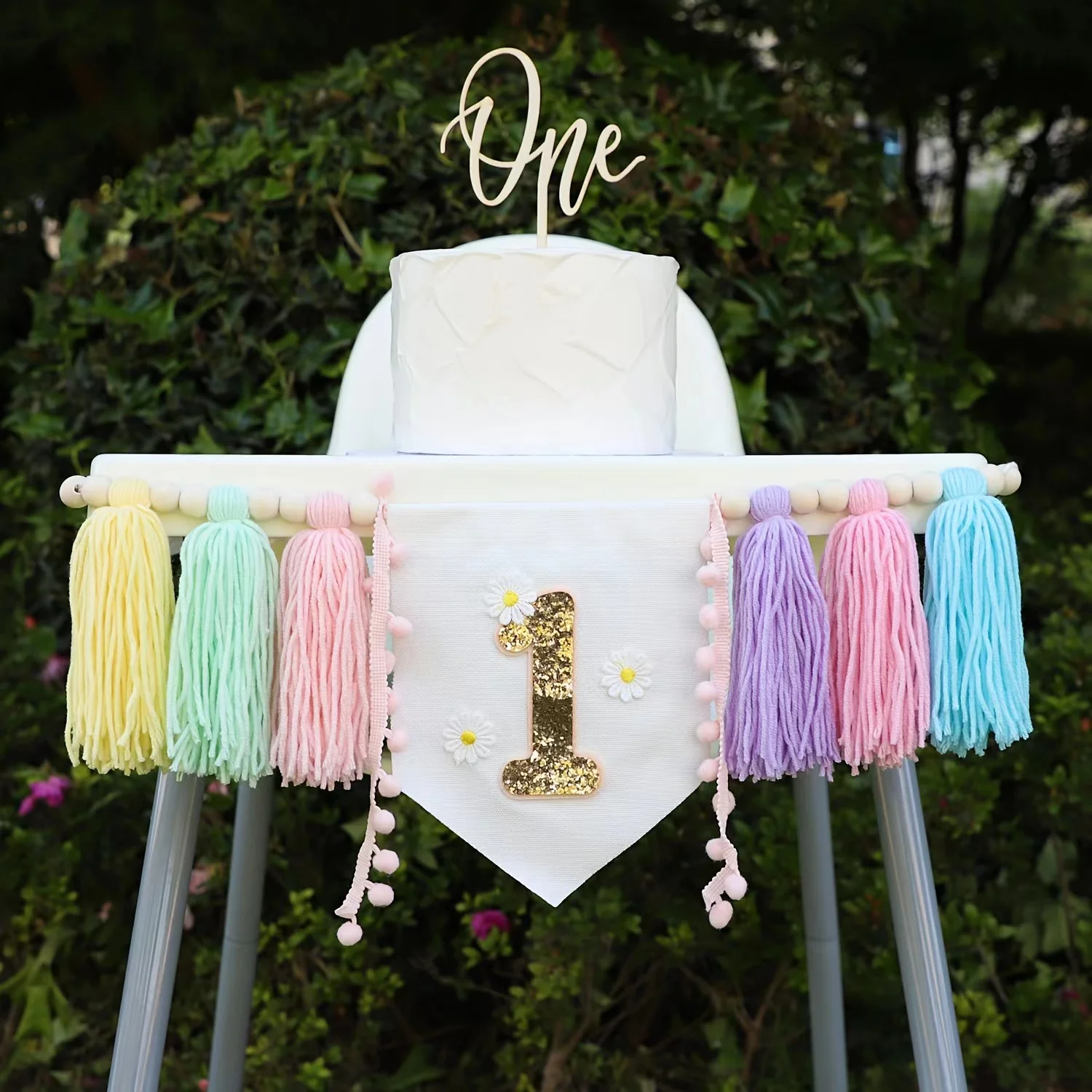 1st Kids Birthday Pink Highchair Garland One Party Blue Cream Banner Backdrops Decoration Burlap First Flag Hanging Party Decorations Birthday Banner
