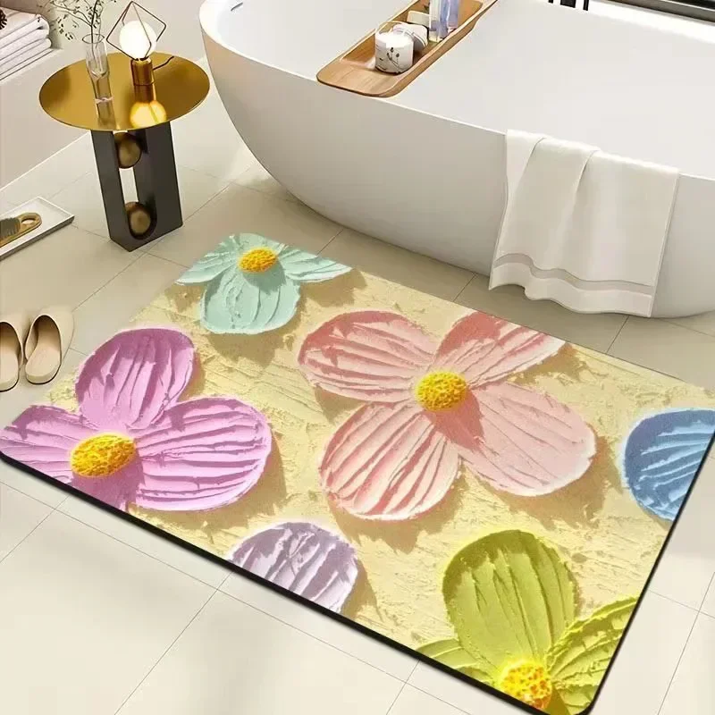 

3D bathroom non-slip mat Home living room bedroom entry carpet 2024 yellow