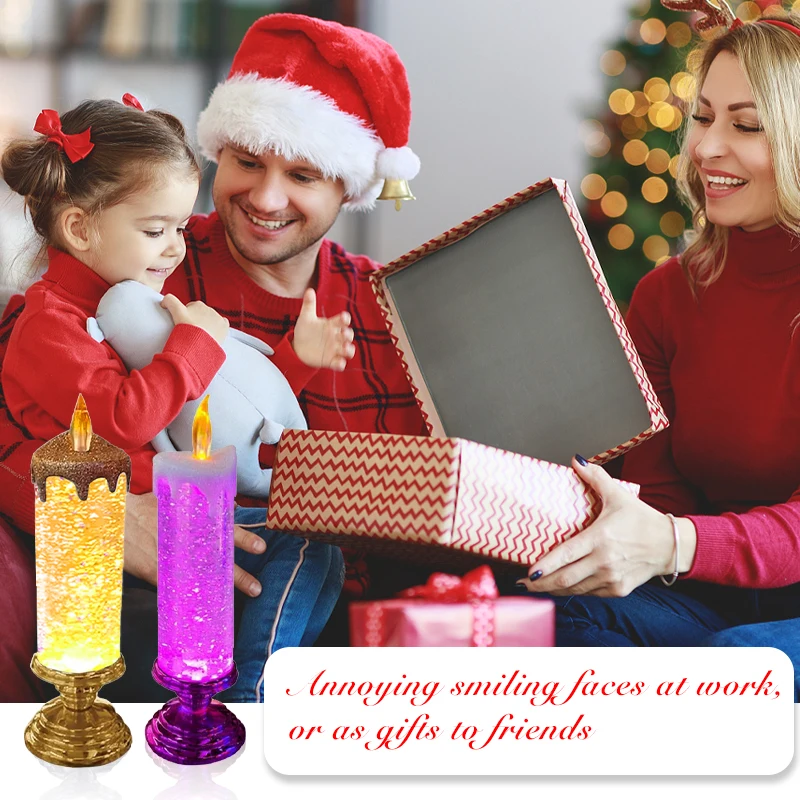 Bougie LED de Noël décorative, artisanat, veilleuses, paillettes  tourbillonnantes, nette colorée, cristal, fête à la maison