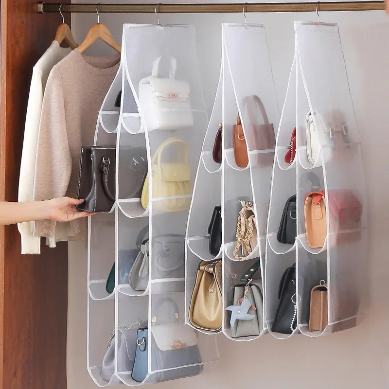 

Handbag Storage Hanging Bag Bedroom Wardrobe Door Hanging Rack Dustproof Multi-layer Folding Bag Organizers Closet Storage Bag