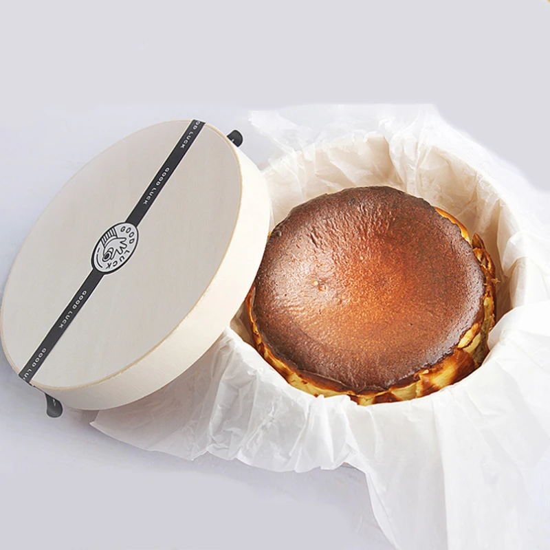 1pcRoundCheeseCakeBoxesDessertPackingBoxesPoplarWoodMaterial