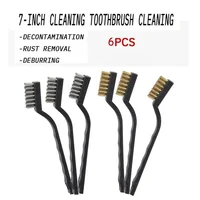 Mini brosse à dents industrielle en fil d'acier et de cuivre, brosse métallique en acier inoxydable, nettoyage dur de la saleté, 6 ou 12 pièces 2
