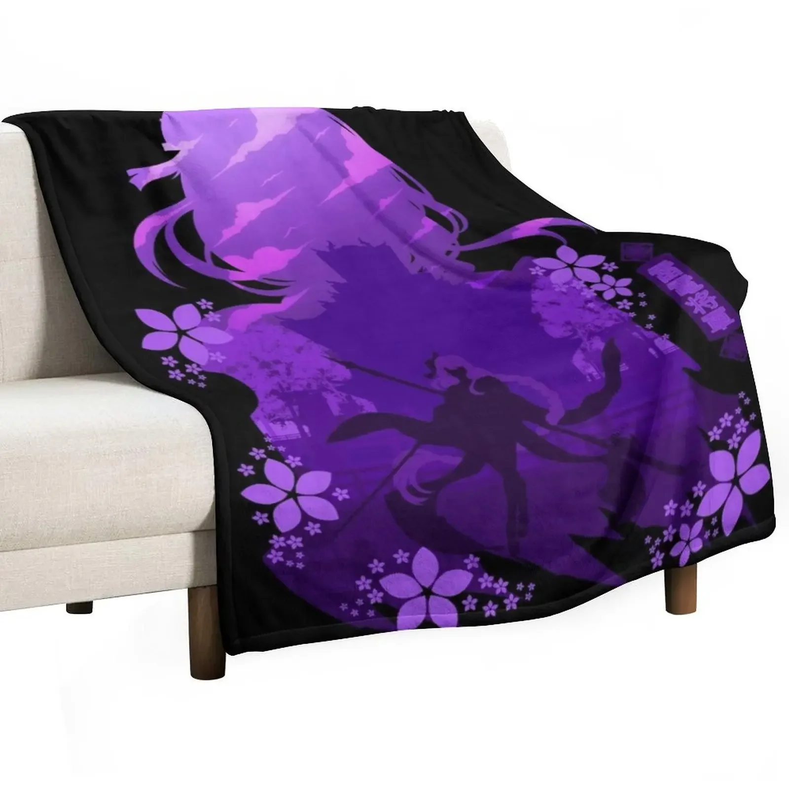 

GENSHIN IMPACT RAIDEN SHOGUN NEGATIVE SPACE Throw Blanket Soft decorative Fashion Sofas Blankets