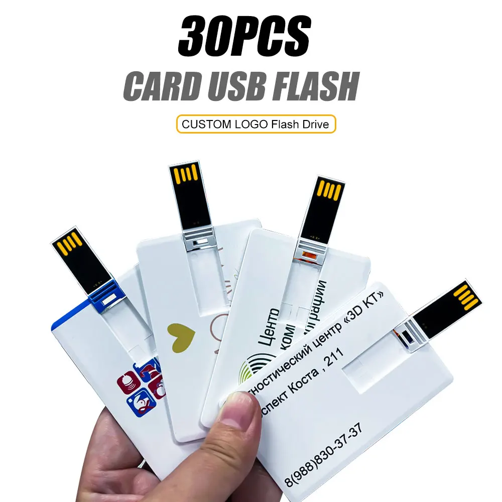 

(Over 30pcs Free Logo)DIY USB Flash Drive 1GB 2GB OEM Gift Custom Logo Plastic Name Card PenDrive Memory Stick Print Logo Gifts