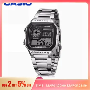카시오 AE-1300WH AE-1200WH 소형 블록 디지털 디스플레이 전기 시계, 방수 활동 시계, 다기능 스톱워치