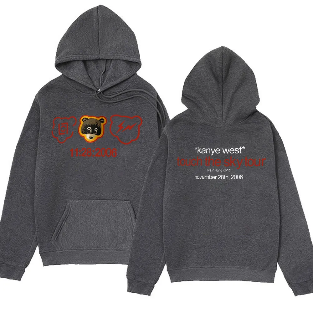 Rapper Kanye West The College Dropout Album Music Touch The Sky Tour Graphic Print Hoodie Fashion Hip Hop Hooded Sweatshirts