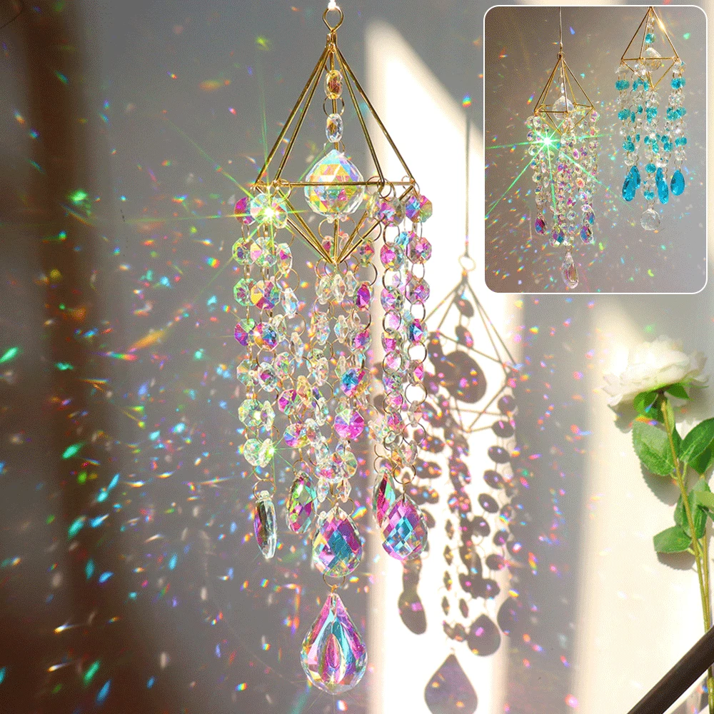 NEWCrystalWindChimesHangingPrismsLightChaserCatcherWindow
