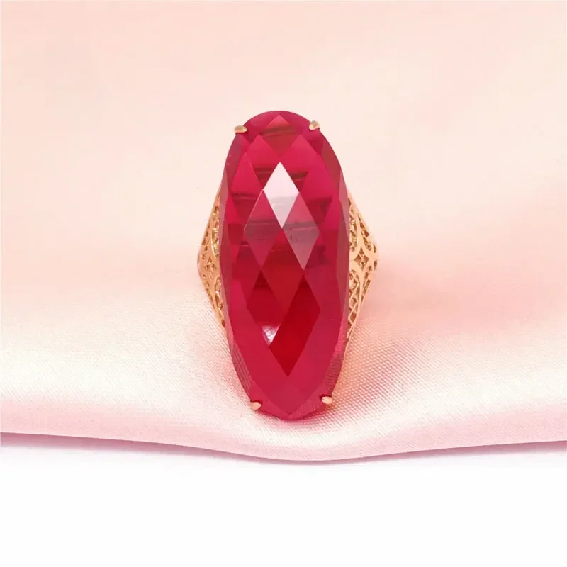 Элегантное овальное кольцо с рубином и покрытием из розового золота для женщин. Модное обручальное кольцо с медным циркониевы...