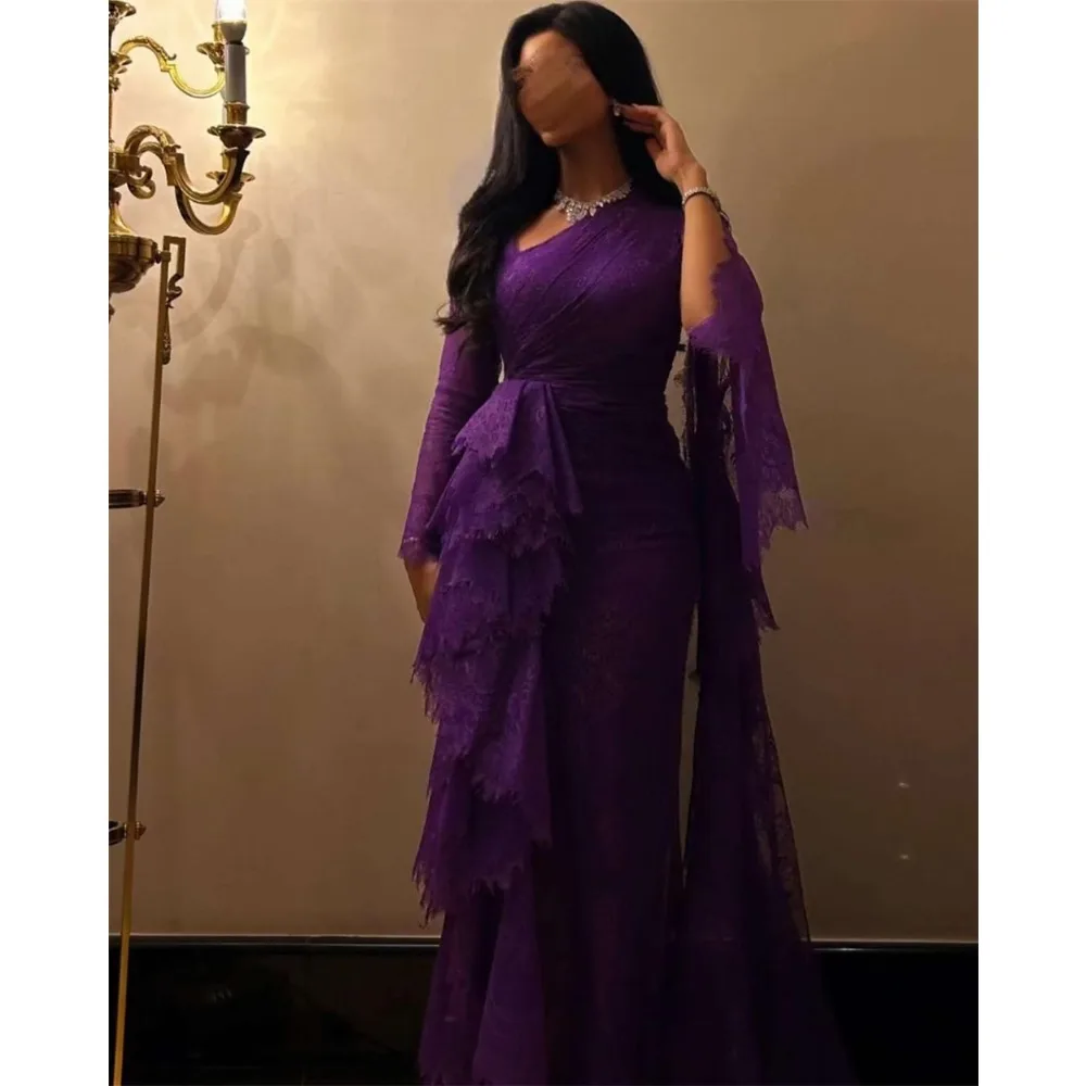 Saudi Arabia Sheath Evening Dresses Vintage Pleat Wave Neck Women Formal Party Occasion Dress Y4767 main image 1