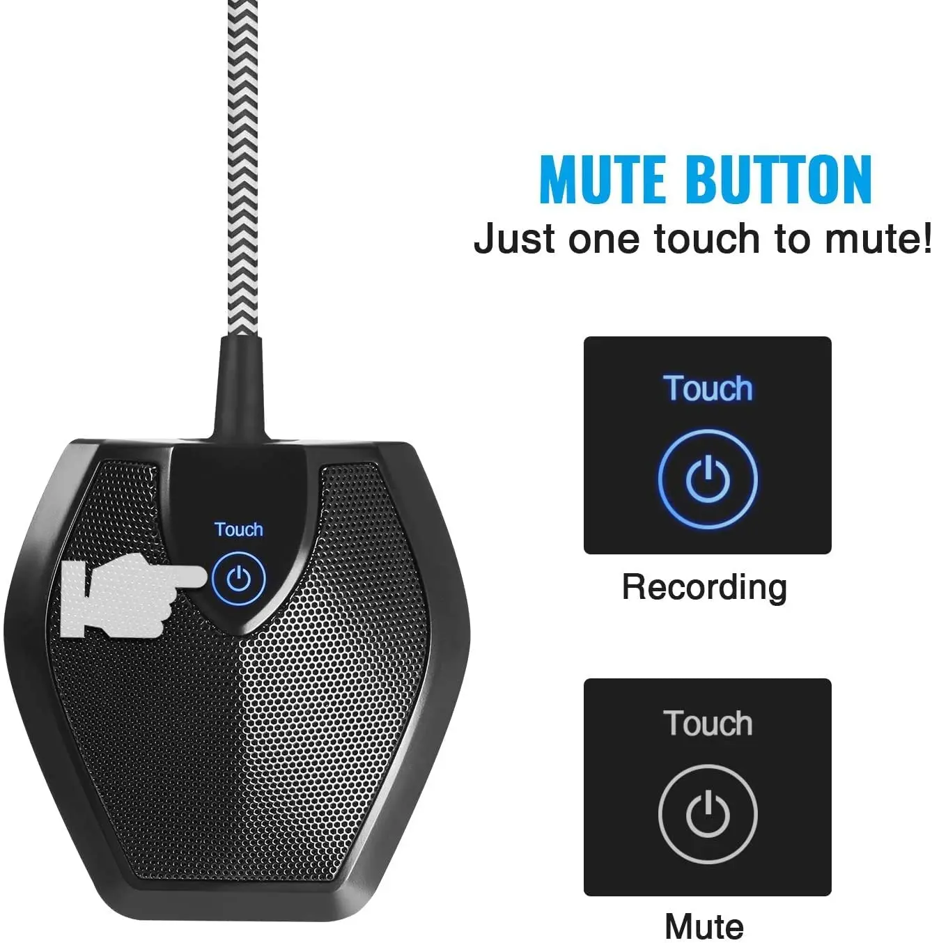 

Professional 360° Omnidirectional G11 USB Condenser Touch Microphone PC Conference Mic for Laptop Computer