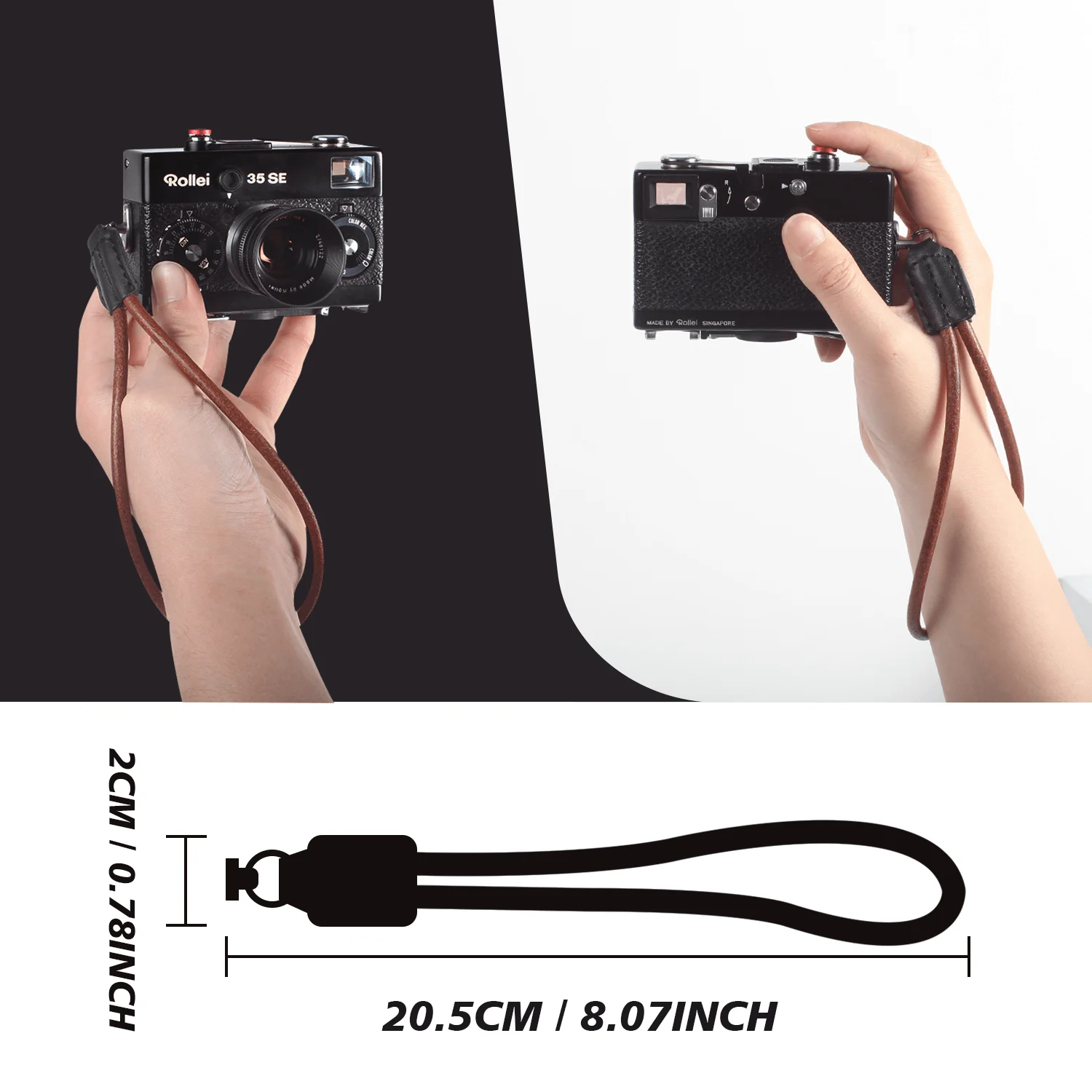 Leather Hand Wrist Strap Metal Lug for Rollei 35 Classic 35 35S 35T 35SE 35TE 35LED B35 Camera