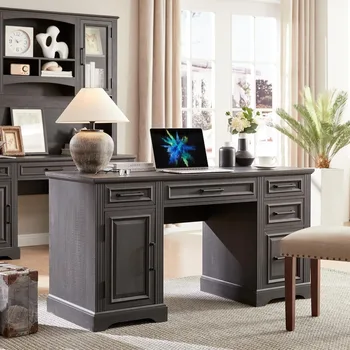 Large Computer Desk with Drawers, Embossed Texture Home Office Desk, Workspace for Work Study Writing 1