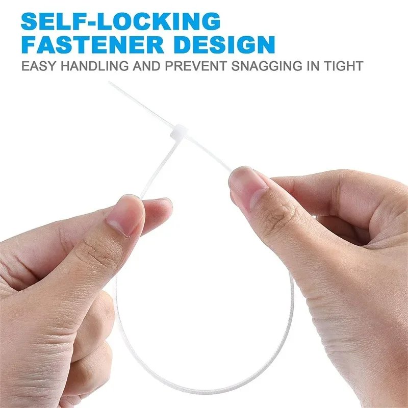 Nylon Cable Ties 500/100Pcs Adjustable Self-locking Cord Ties Straps Fastening Loop Reusable Plastic Wire For Home Office