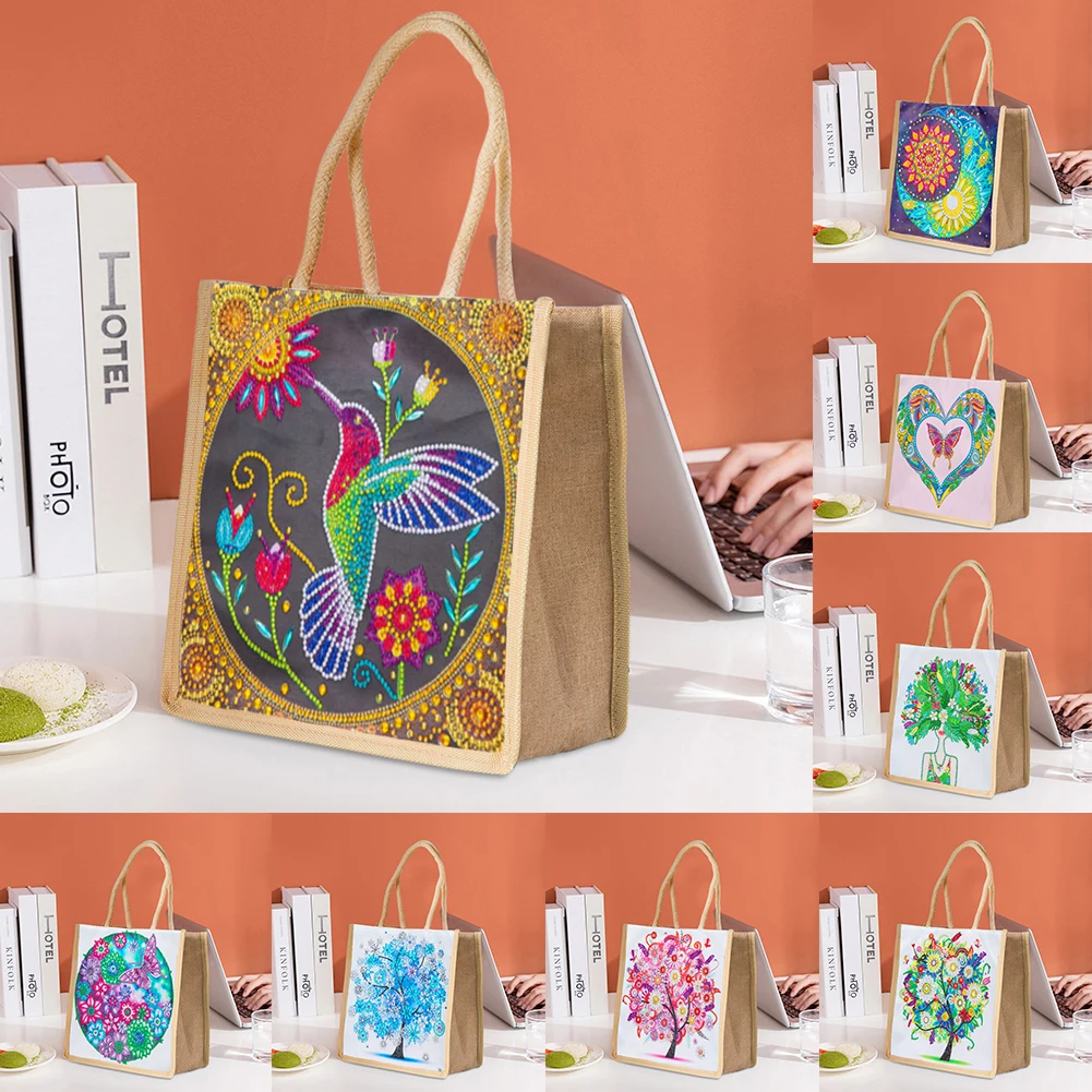 5D Diamond Painting Handbag DIY Eco-friendly Linen Shopping Storage Bag Reusable Foldable Organizer Tote Craft Kit Girl Gifts diamond painting diamond art painting kit diamond painting set