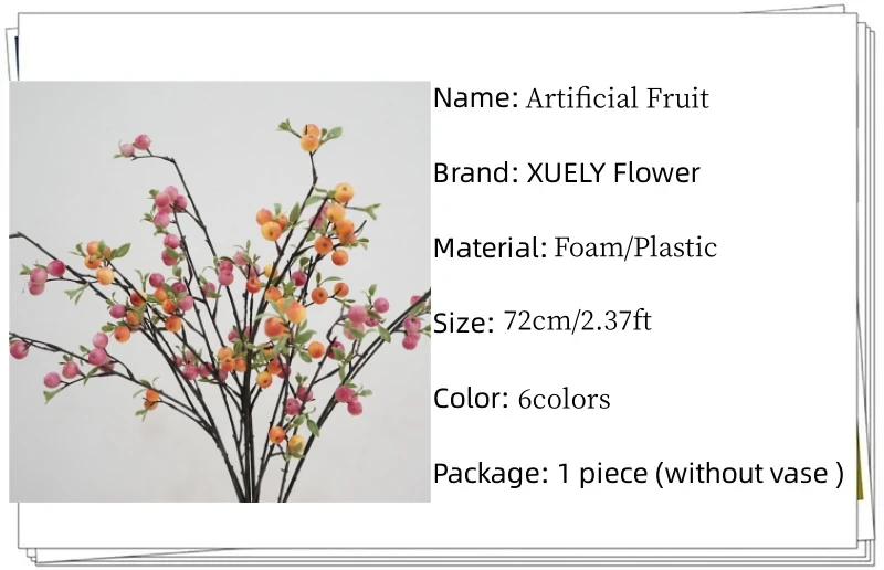 Description Picture 4 of itemArtificial Berry Apple Fruit Flower Branch Living Room Home Decoration Wedding Floral Arrangement Material Christmas Photo Props