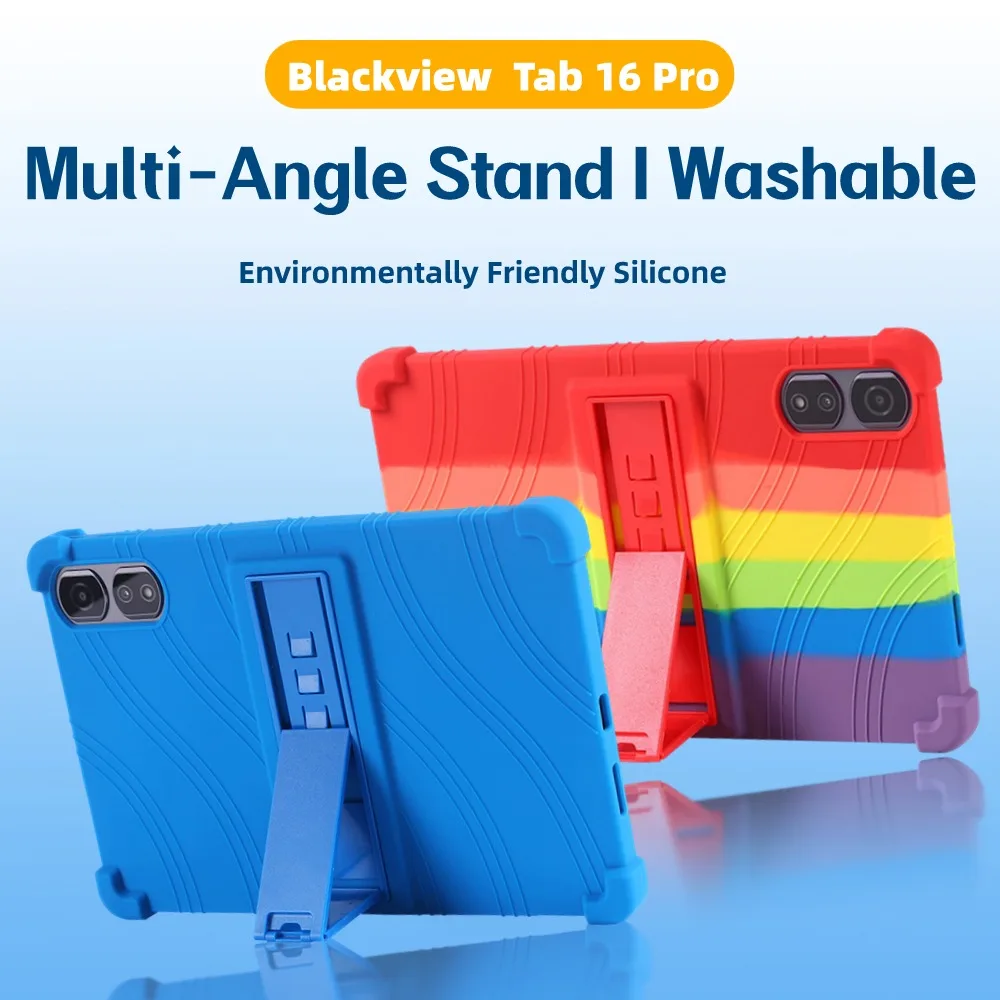 Durable Shockproof Silicone Tablet Cover with Adjustable Stand and Kids Safe Design