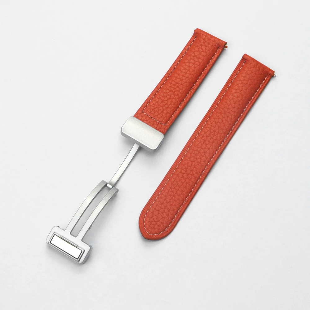 Premium Leather Strap with Magnetic Buckle - 20mm/22mm Adjustable Band