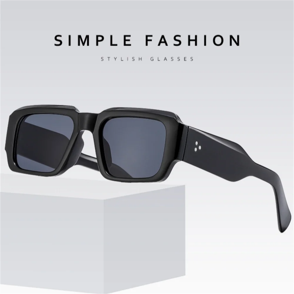 Male Vintage Fashion Small Rectangle Sunglasses Hip Hop Shades Square Sun Glasses Black Shades Lady 50s Jeff Eyewear Unisex