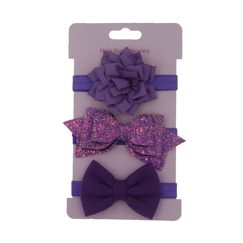 3pcs/set Elastic Flower Headbands for Baby Girls Hair Accessories Baby Girls Bows Nylon Turban Skinny Stretchy Rubber Hair band