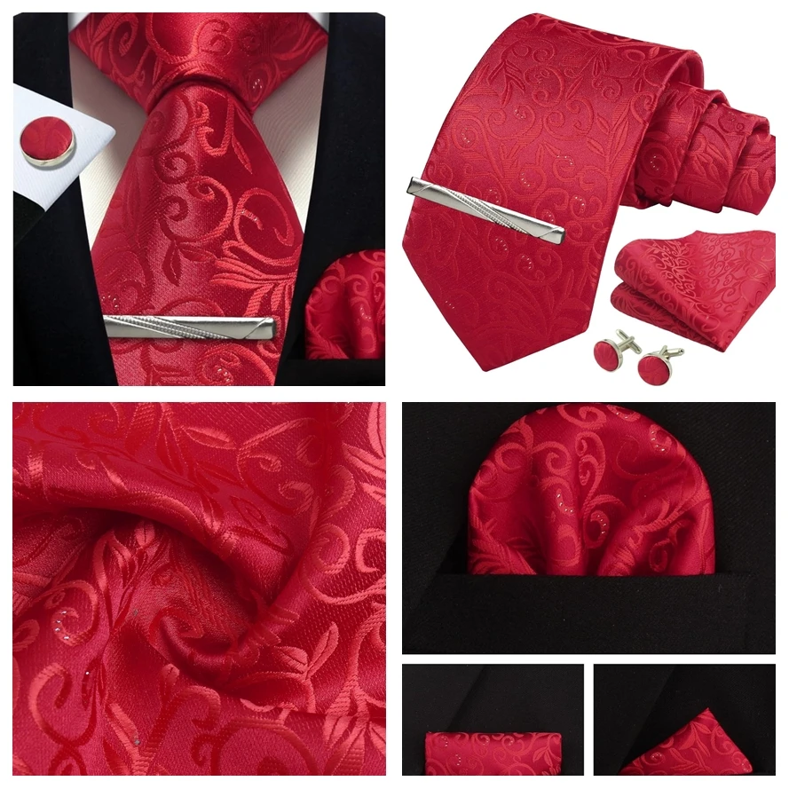 Herren Gold schwarz Paisley Seide Krawatte für Männer Luxus Geschenk klassische Krawatte Taschentuch Manschetten knöpfe Krawatten klammer Set formale Hochzeit Accessoires – Detail 33