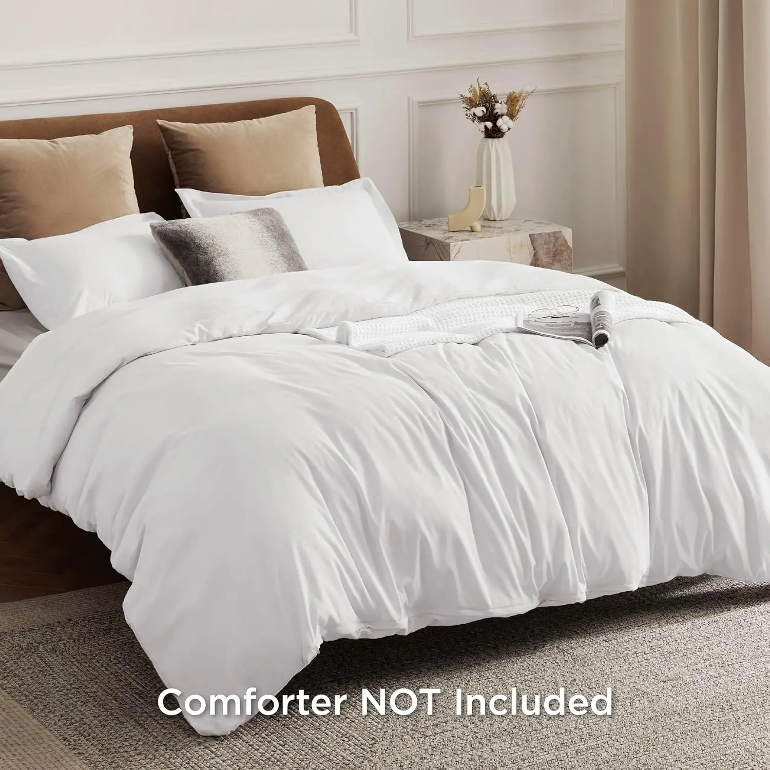 Bedsure White Duvet Cover Queen Size - Soft Double Brushed Bedding Set for Kids & Adults, Zipper Closure, 3 Pieces, Includes 2