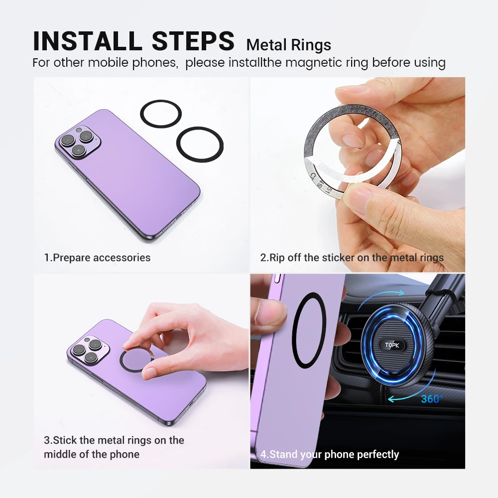 Dashboard Magnetic Phone Holder for Car, Compatible with MagSafe Car Mount, Wind