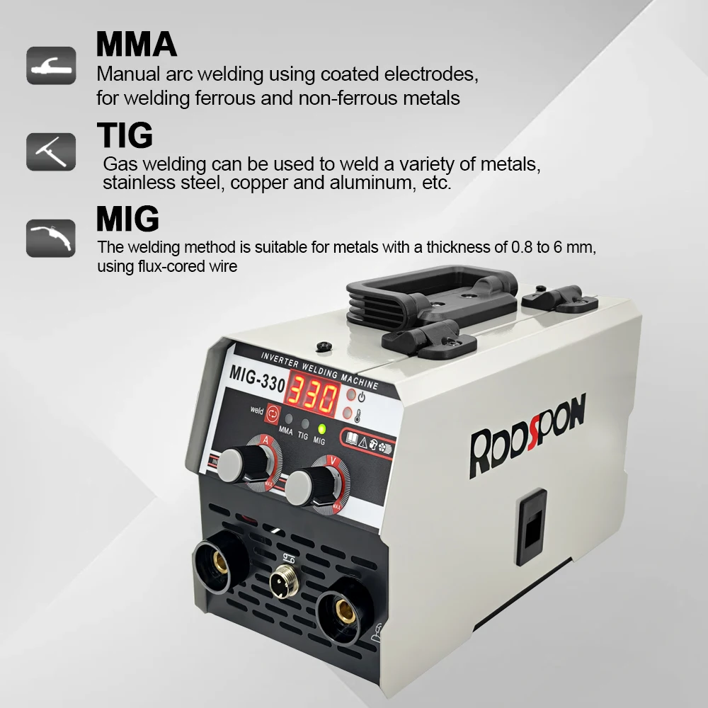 3 In 1 MIG TIG MMA Semiautomatic Welding Machine 330A Inverter Welder With Flux Cored Wire No Gas Gasless Iron Soldering
