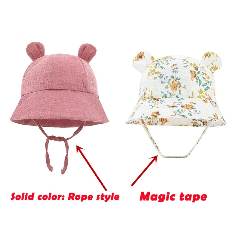 Spring Autumn Solid Color Soft Baby Bucket Hat Cotton Fisherman Hats Kids Summer Toddler Boy Girls Panama Sun Cap Children 0-12M 2