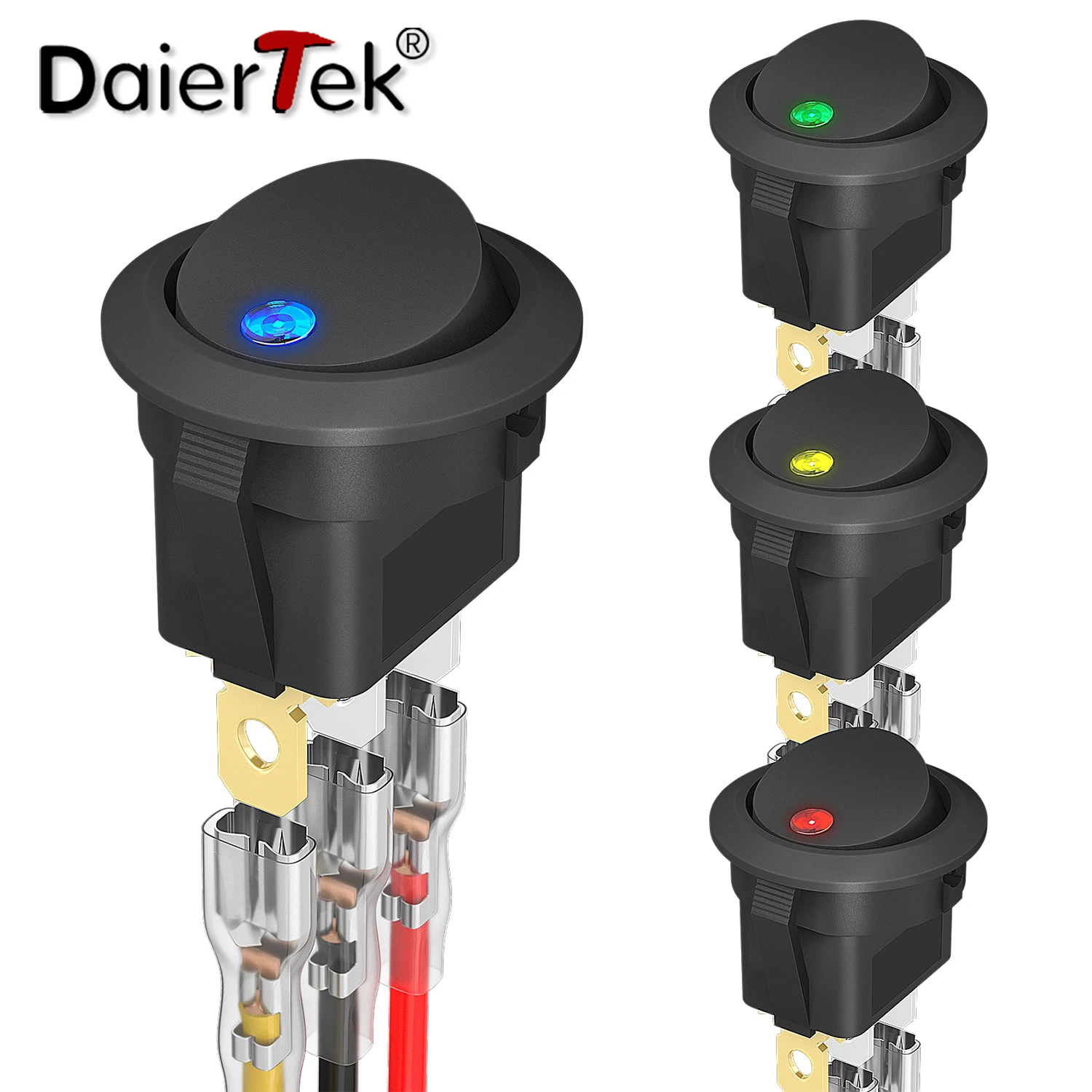 DaierTek-Round-Rocker-Toggle-Switch-Interruptor-de-Luz-para-Carro-e ...