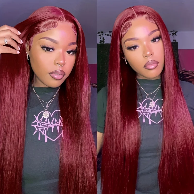 Burgundy 99J 13x4 and 13x6 HD Lace Frontal Human Hair Wig Straight wig