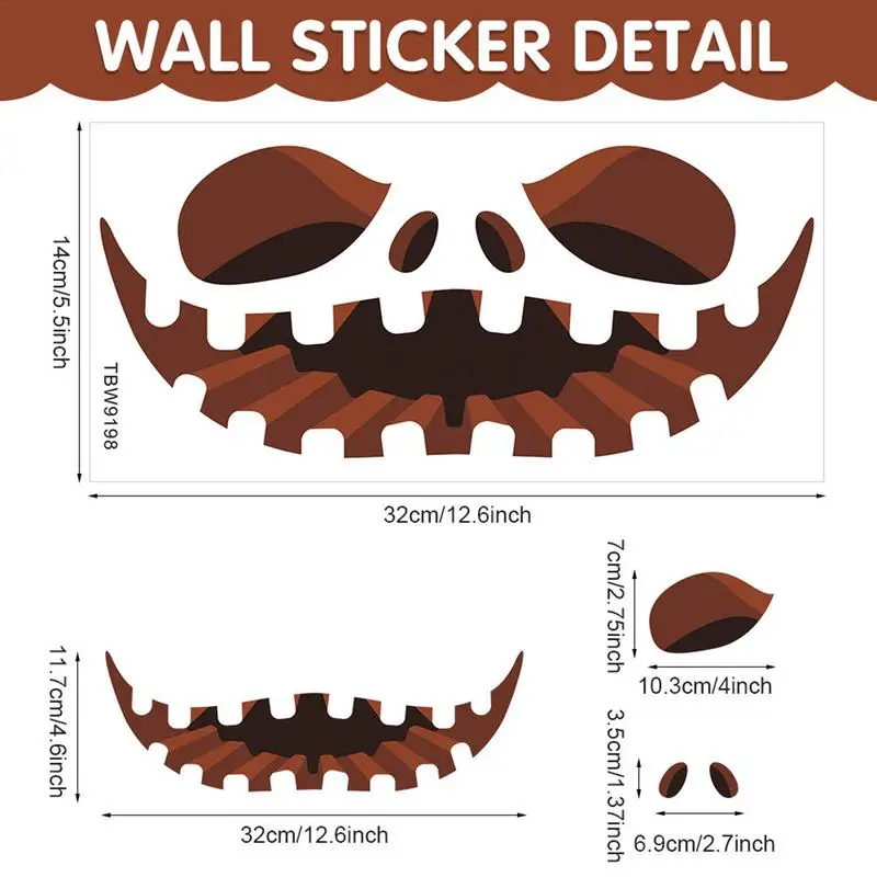 Halloween Toilet Seat Stickers Toilet Lid Stickers Seat Cling with Horror Pumpkins Self-Adhesive Bathroom Decal Removable