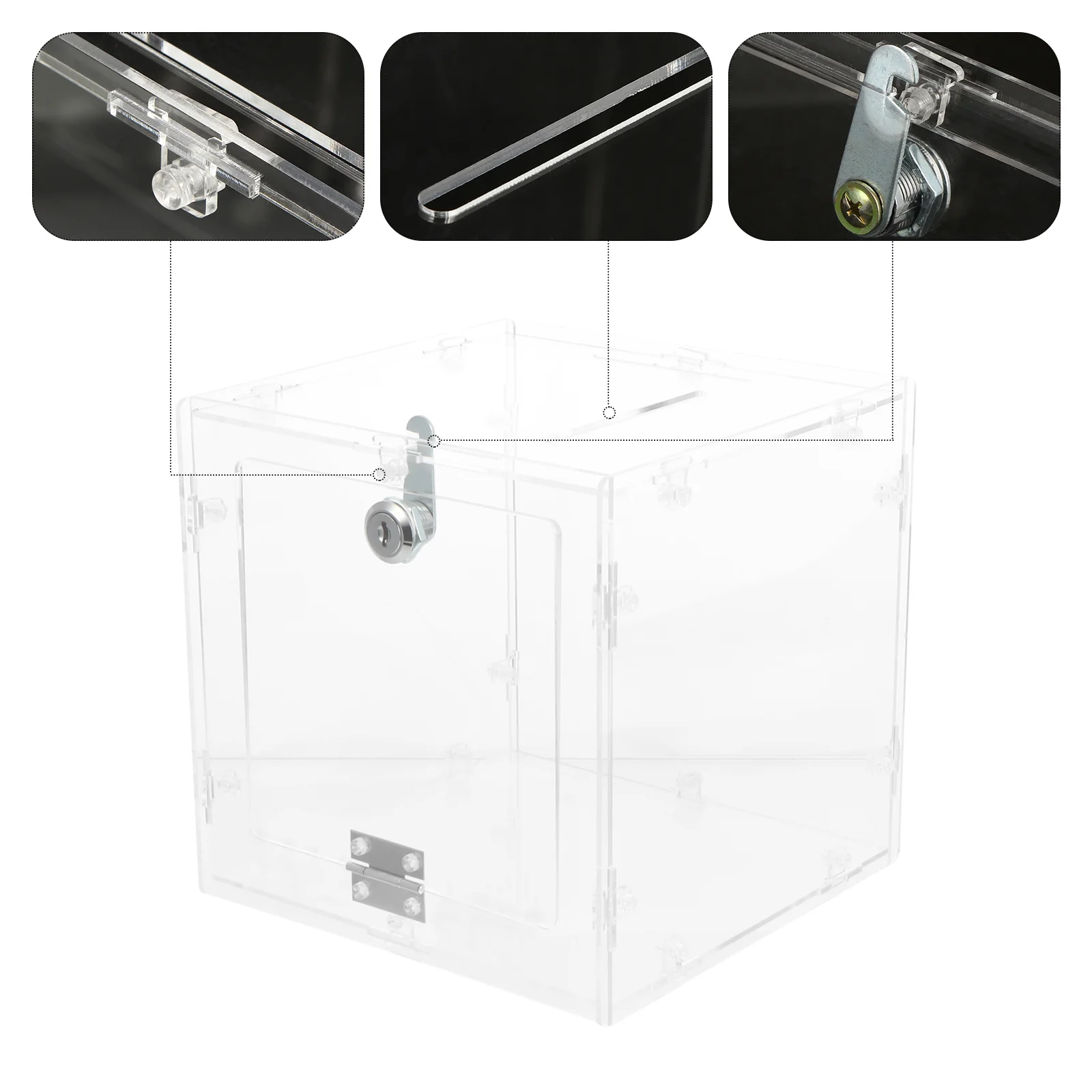 Display Donation Box with Lock Clear Ballot Box Ticket Suggestion Container Voting Comment Box for Fundraising