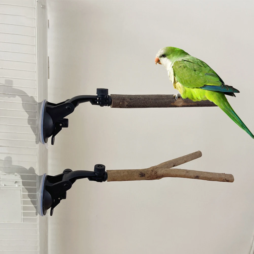 25cm Parrot Perch Stand With Suction Cup Adjustable Design Fast Installation Bird Cage Accessories For Cockatoo Macaw Parakeet