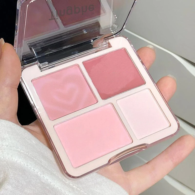 Peach Milk Pink Cream Matte Blush Palette Cheek Tint Powder Facial Beauty Cosmetic 4 Color Blusher Rouge Contouring Orange Blush