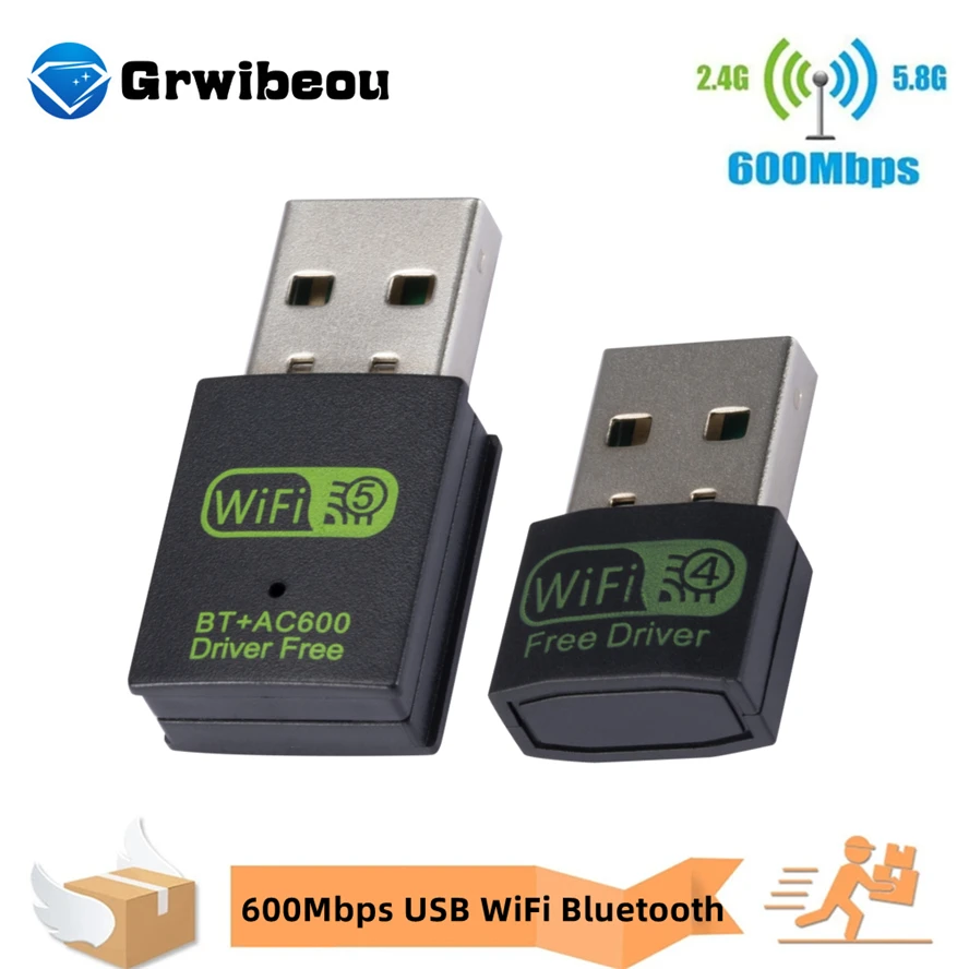 

600Mbps USB WiFi Bluetooth Adapter Dual Band 2.4 5.8Ghz Wireless External Network Receiver USB WiFi Dongle for PC Laptop Desktop