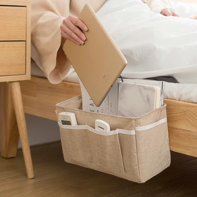 

Linen Bedside Storage Car Organizer Hanging Bag Sundries Household Multifu Pockets Bunk Beds Side Pouch Bags Makeup Organizer