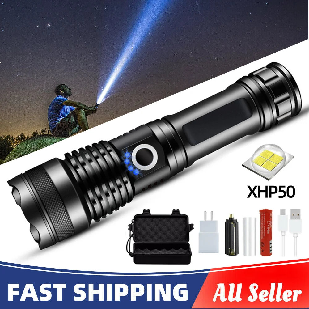 Most Powerful 99000000LM LED Military Torch USB Rechargeable Tactical Flashlight - 1