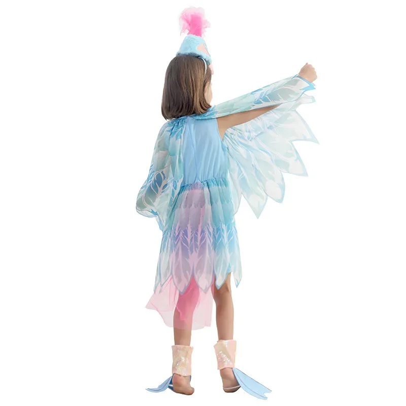 Kids Bird Costume with Wings Headpiece Toddler Cartoon Animal Clothes Outfit Girls Party Dress Up Set
