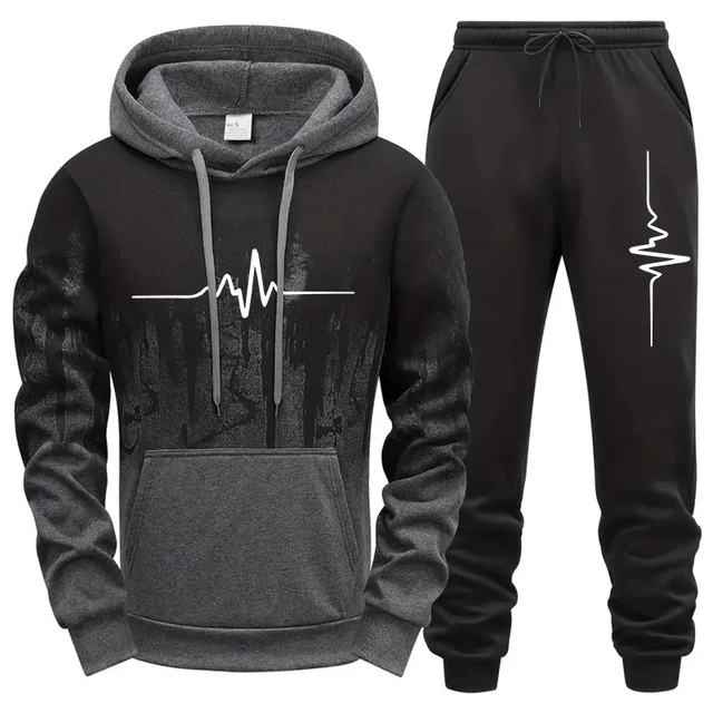 Automne hiver haute qualité hommes survêtement décontracté Jogging hommes polyvalent sweats pantalons de survêtement mode quotidien sport sweats à capuche ensemble 1