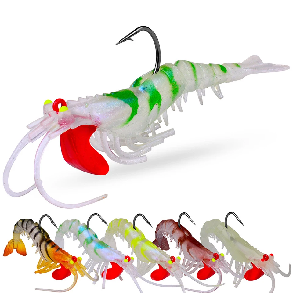 

Shrimp Soft Fishing Lure 6g 13g 19g Artificial Bait With Luminous Eye Hook Lifelike Shrimp Lure Carp Fishing Tackle